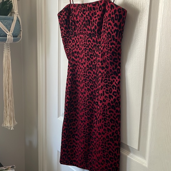 VINTAGE GUESS RED & BLACK COCKTAIL DRESS - Picture 3 of 8